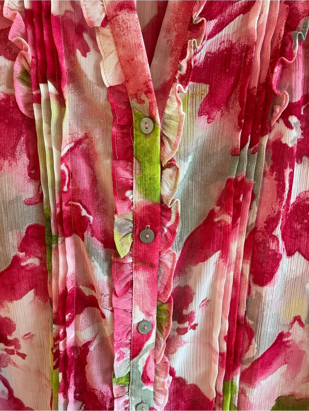AK Anne Klein Floral Chiffon Blouse - Size Large - Picture 3 of 8